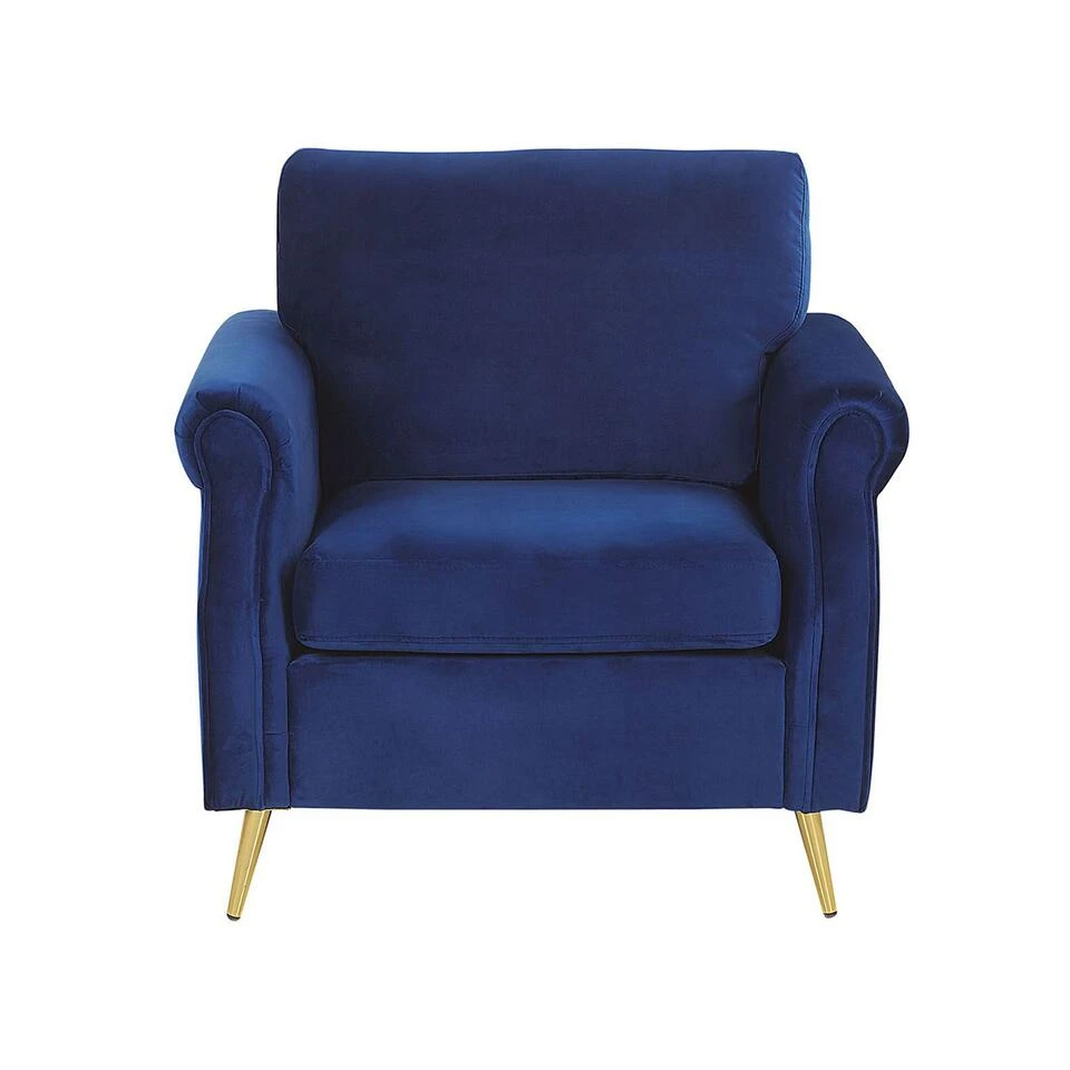 Beliani Fauteuil VIETAS - Blauw Fluweel - Afbeelding 4