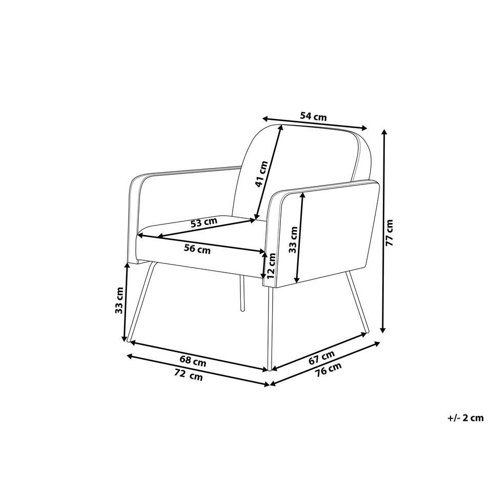 Beliani Fauteuil NARKEN - Grijs Fluweel - Afbeelding 3