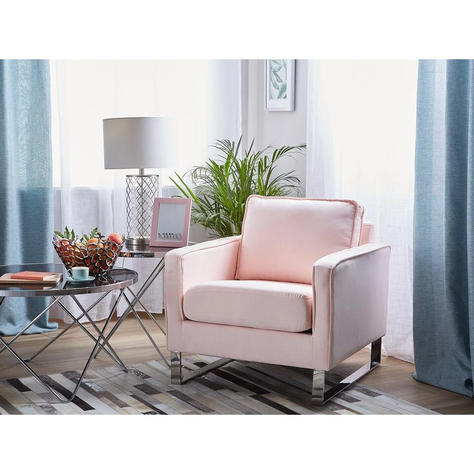 Beliani Fauteuil VIND - Roze Polyester - Afbeelding 2
