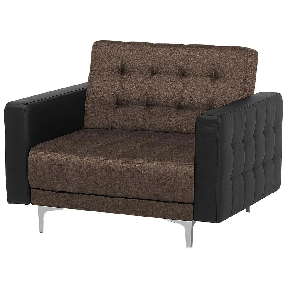 Beliani Fauteuil ABERDEEN - Bruin Polyester - Afbeelding 4