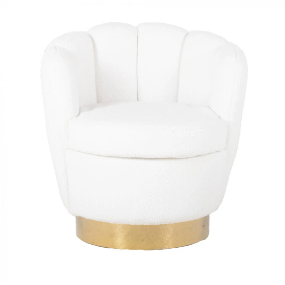 Giga Meubel Teddy Fauteuil Wit - Met Gouden Onderstel - Fauteuil Quinty - Afbeelding 2