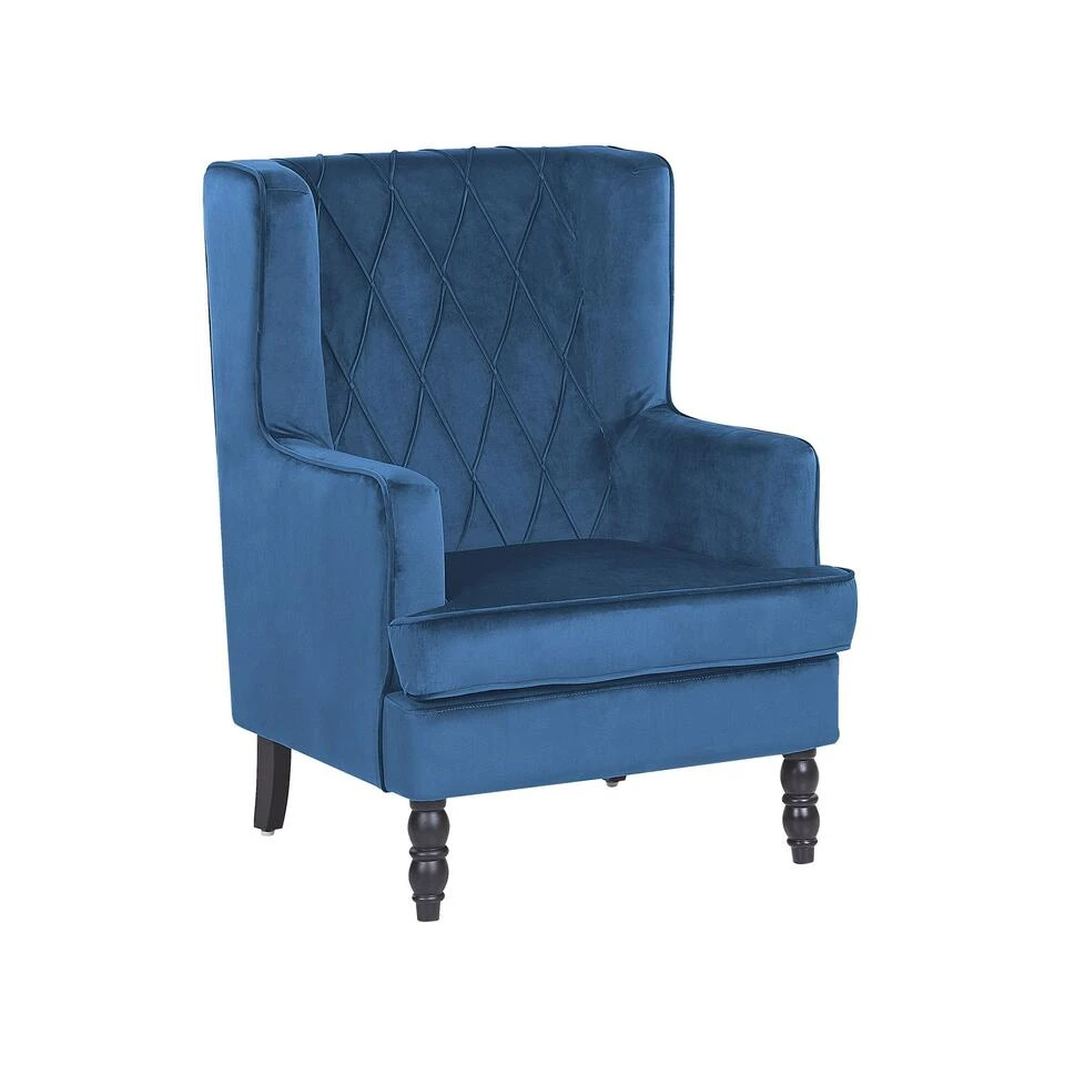Beliani Fauteuil SANDSET - Blauw Fluweel - Afbeelding 4