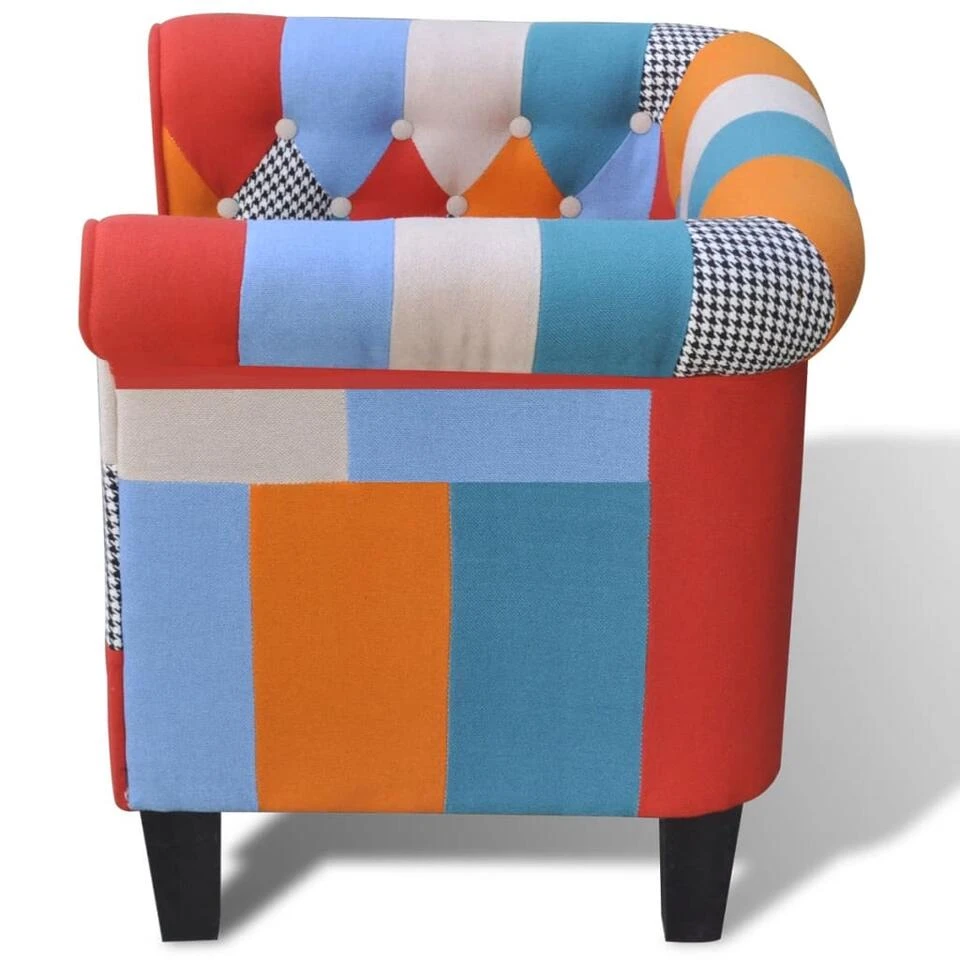 VidaXL Fauteuil Met Patchwork Stof Meerkleurig - Afbeelding 3