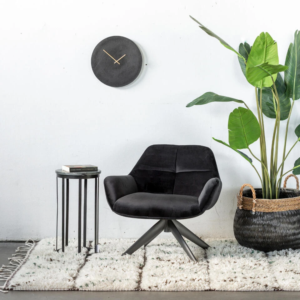 Giga Meubel Velvet Fauteuil Zwart - 78x75x78cm - Metaal - Shannon - Afbeelding 3