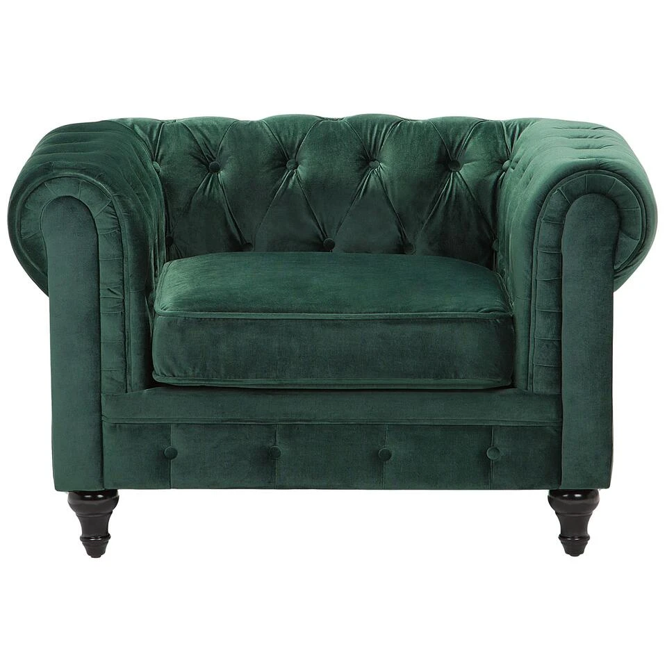 Beliani Fauteuil CHESTERFIELD - Groen Fluweel - Afbeelding 4