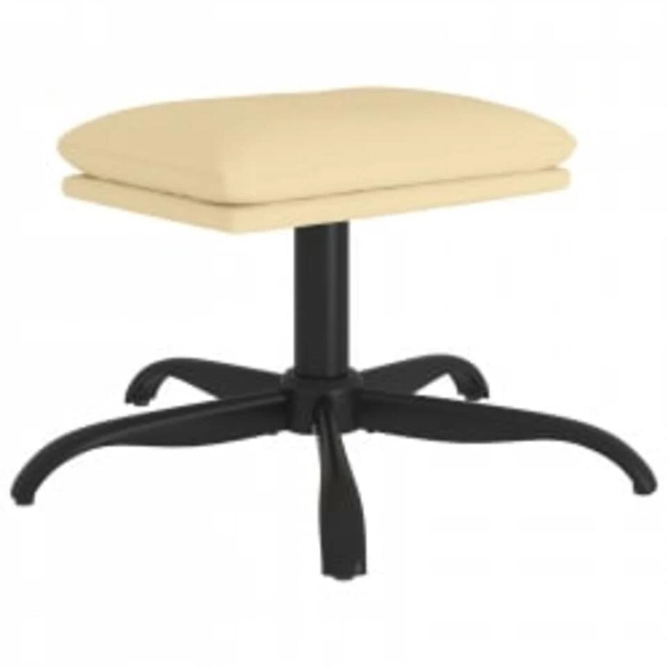 VidaXL Relaxstoel Met Voetenbank Crèmewit Fluweel - Afbeelding 3