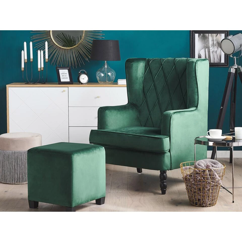 Beliani Fauteuil SANDSET - Groen Fluweel - Afbeelding 2