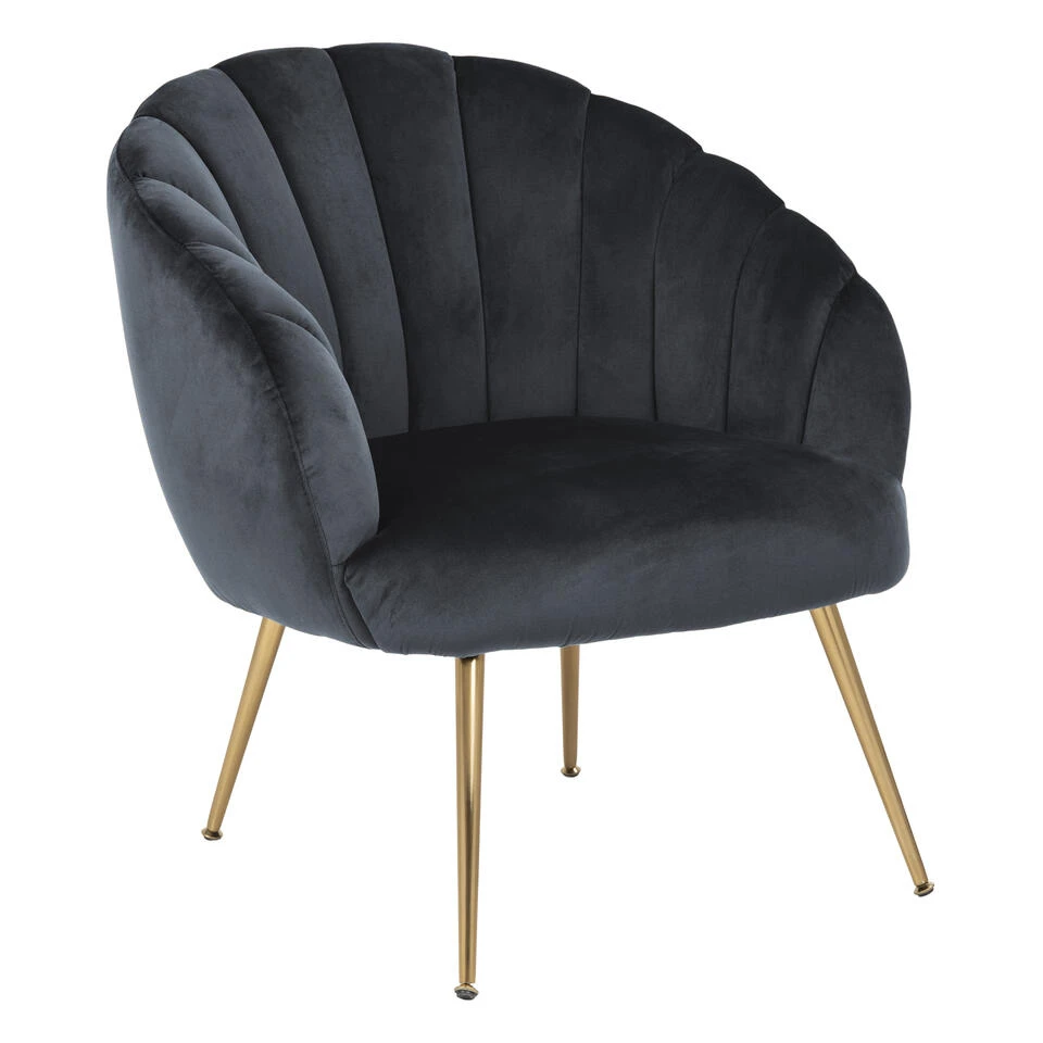 Sohome Fauteuil Garrick - Velvet - Dark Grey/Gold - Afbeelding 2