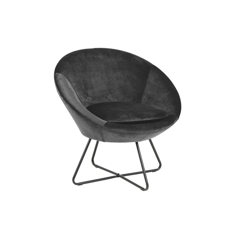 Fauteuil Forli - Fluweel - Donkergrijs