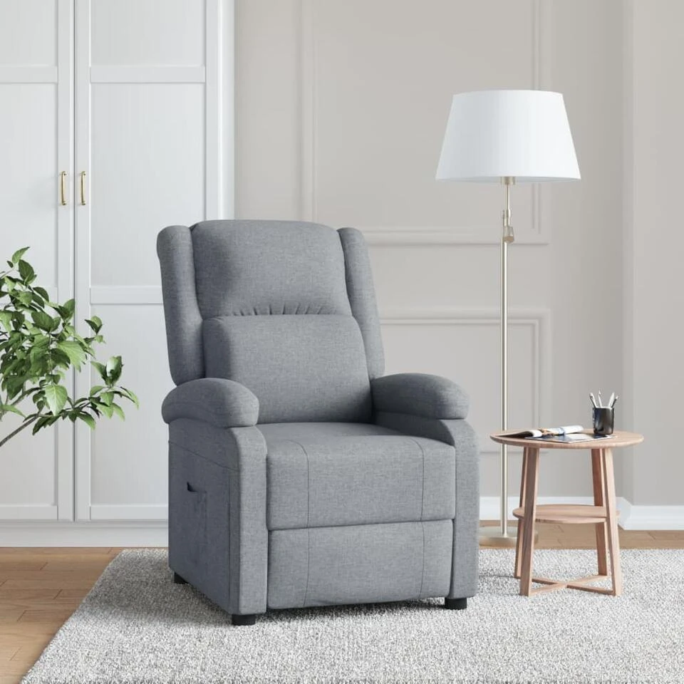 VidaXL Televisiefauteuil Stof Lichtgrijs Televisiestoel Zetel Stoel Fauteuil - Afbeelding 2