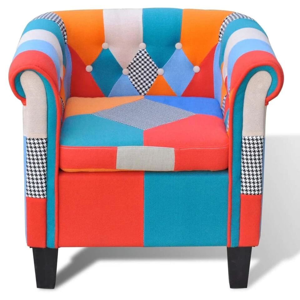 VidaXL Fauteuil Met Patchwork Stof Meerkleurig - Afbeelding 2