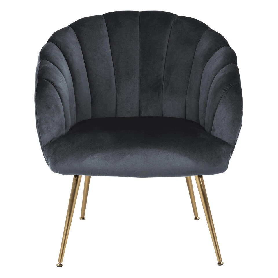 Sohome Fauteuil Garrick - Velvet - Dark Grey/Gold - Afbeelding 3