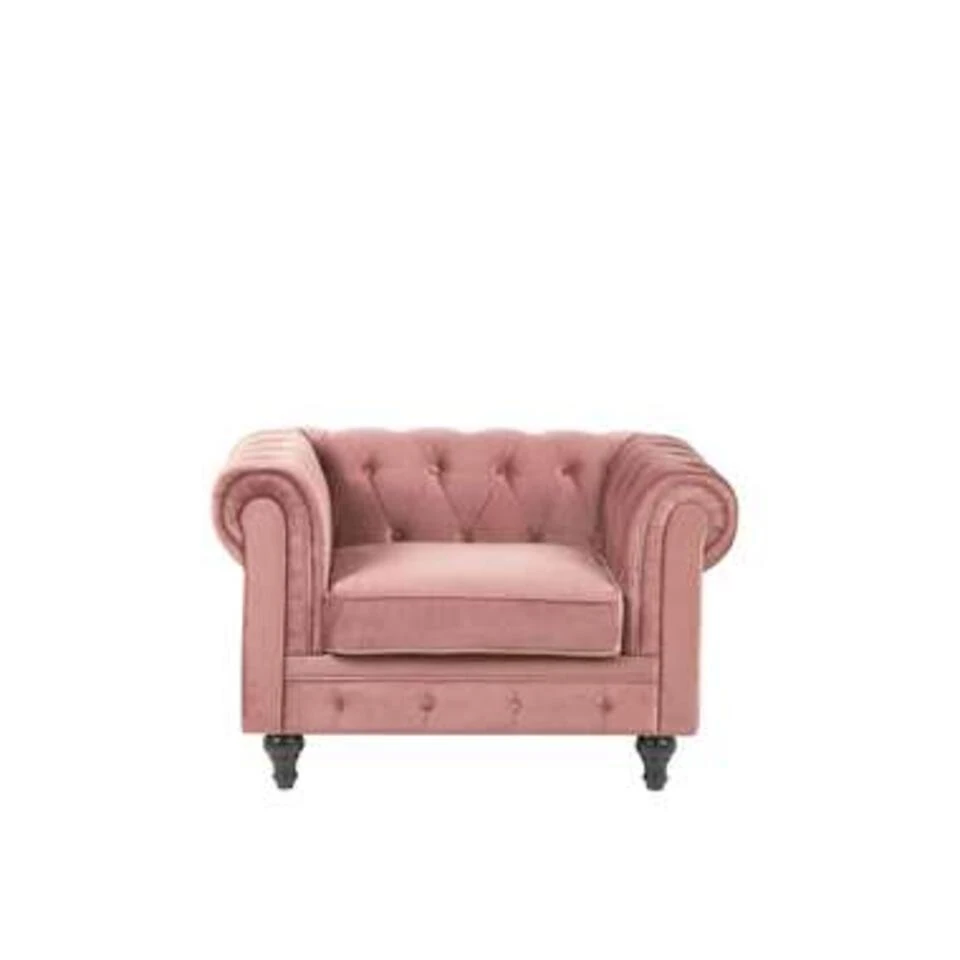 Beliani Fauteuil CHESTERFIELD - Roze Fluweel - Afbeelding 3