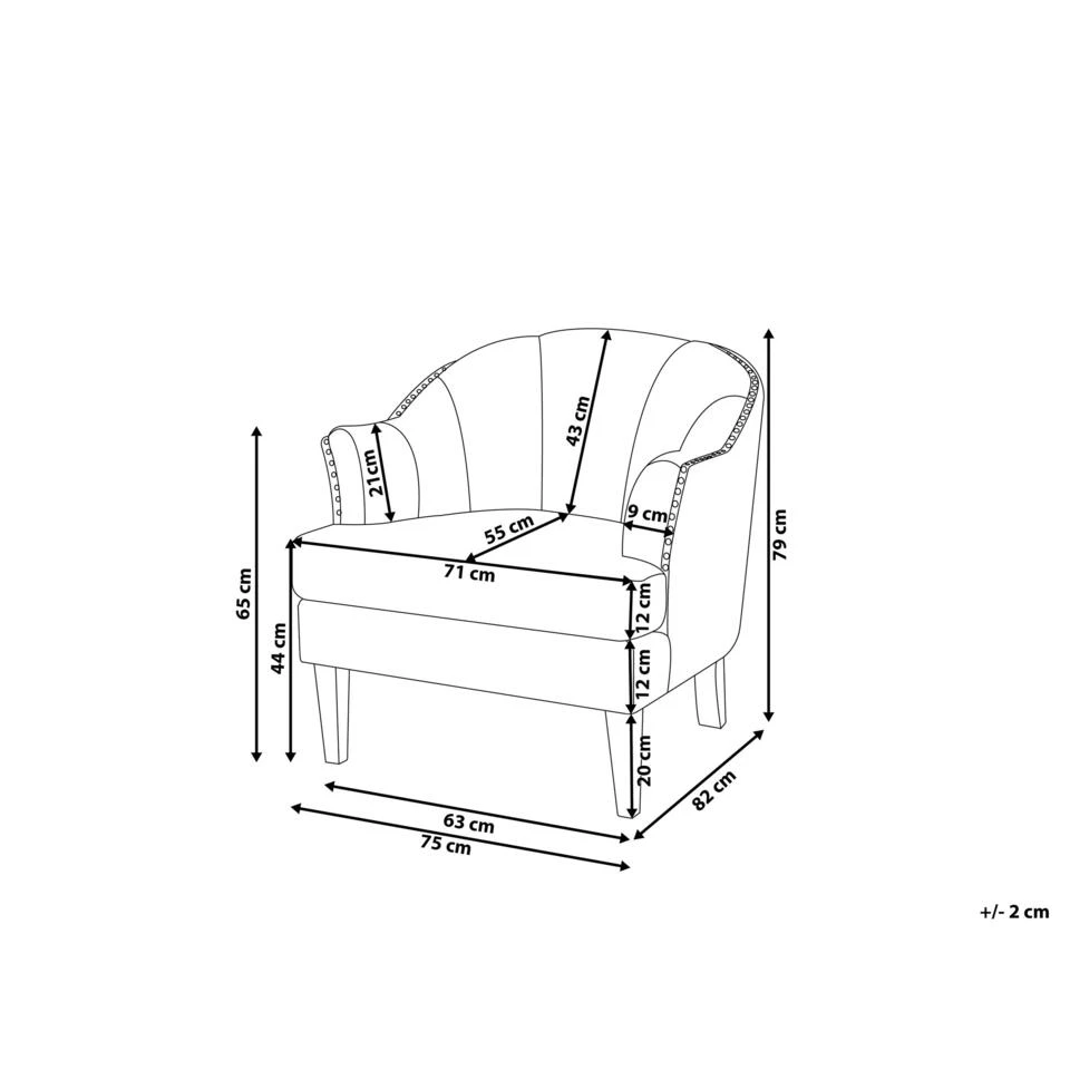 Beliani Cocktailstoel ELVERUM - Grijs Polyester - Afbeelding 3