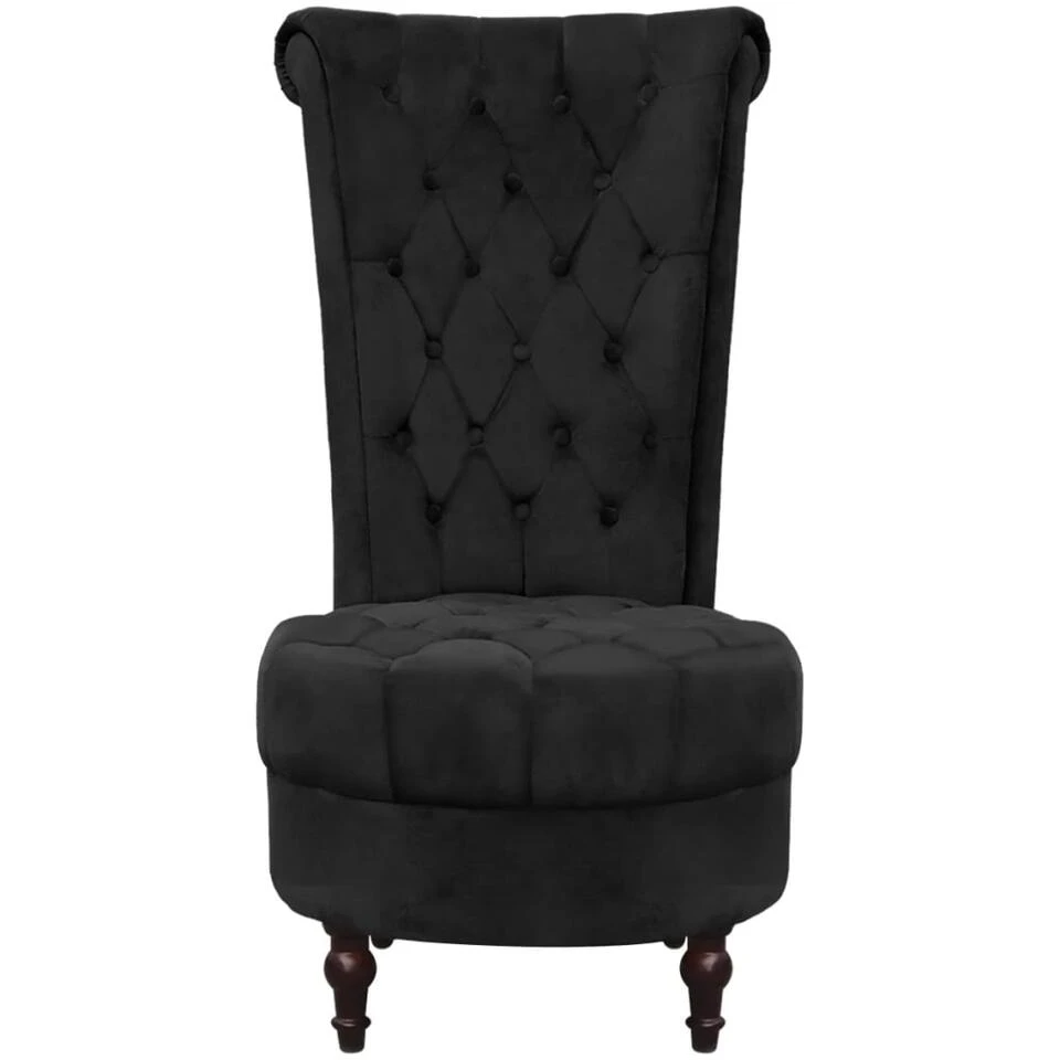 VidaXL Fauteuil Hoge Rugleuning Stof Zwart - Afbeelding 2