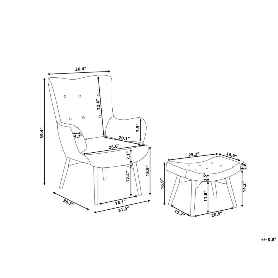Beliani Fauteuil VEJLE - Blauw Fluweel - Afbeelding 4