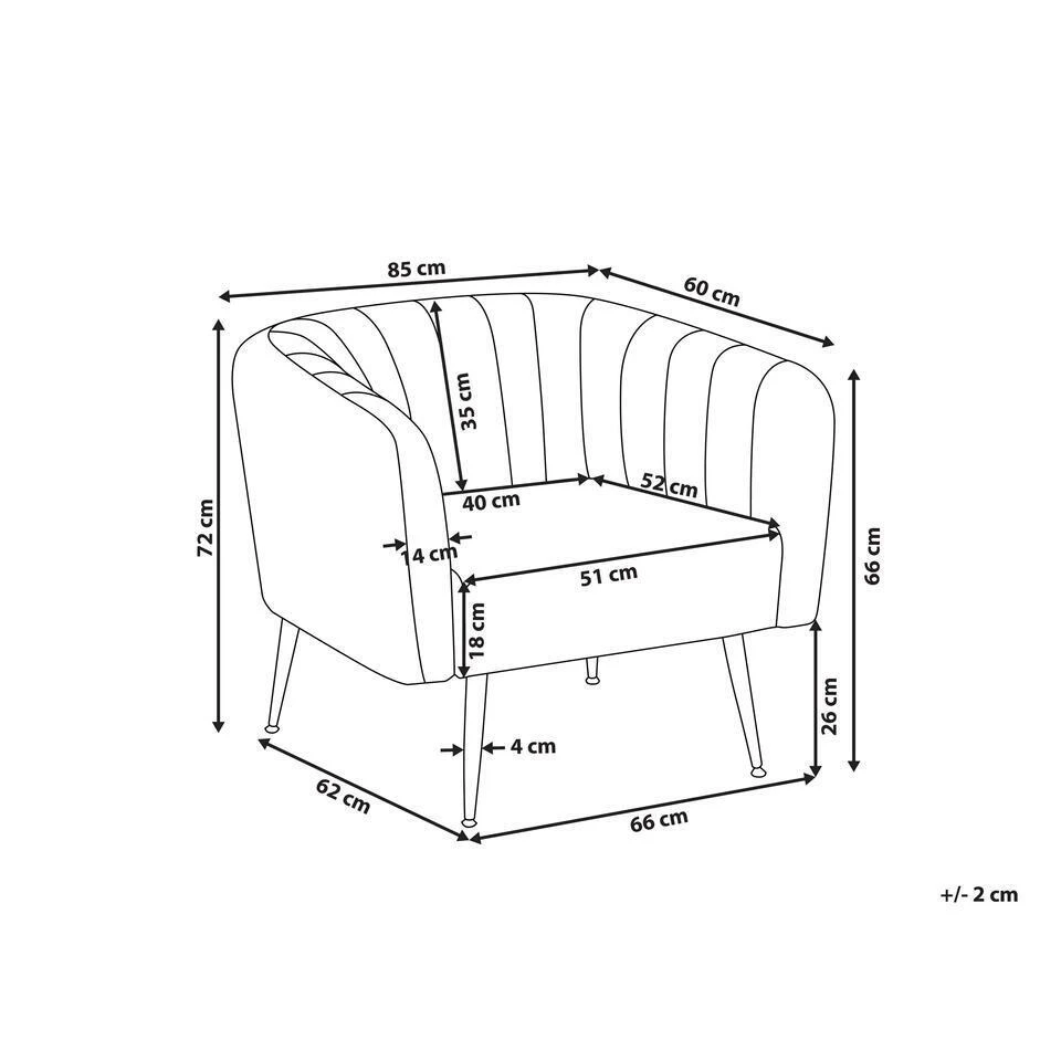 Beliani Fauteuil LACONIA - Blauw Fluweel - Afbeelding 3