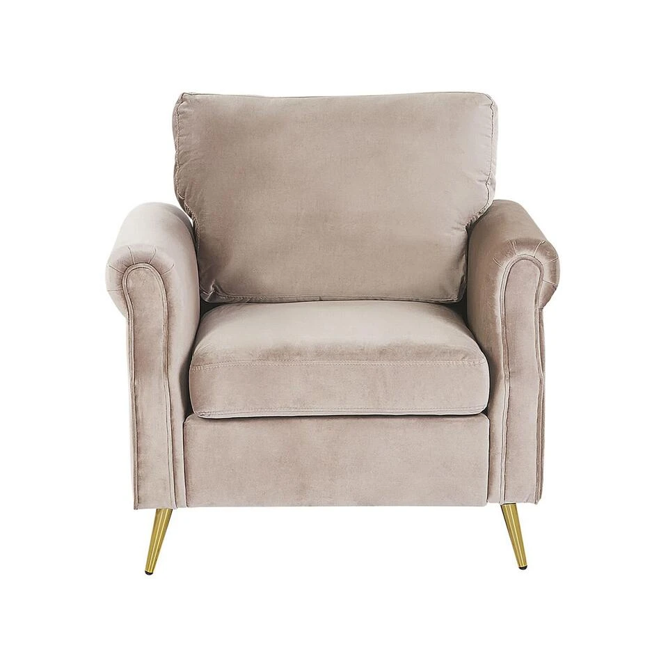 Beliani Fauteuil VIETAS - Beige Fluweel - Afbeelding 4