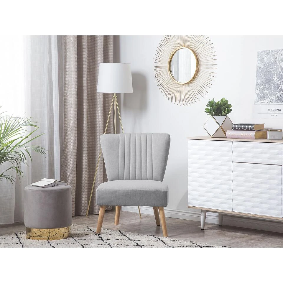 Beliani Fauteuil VAASA - Grijs Polyester - Afbeelding 2