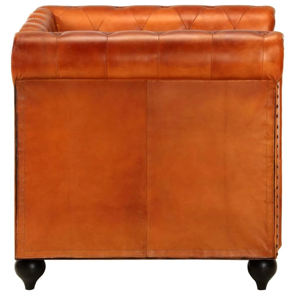 VidaXL Fauteuil Chesterfield-stijl Echt Leer Tan - Afbeelding 4