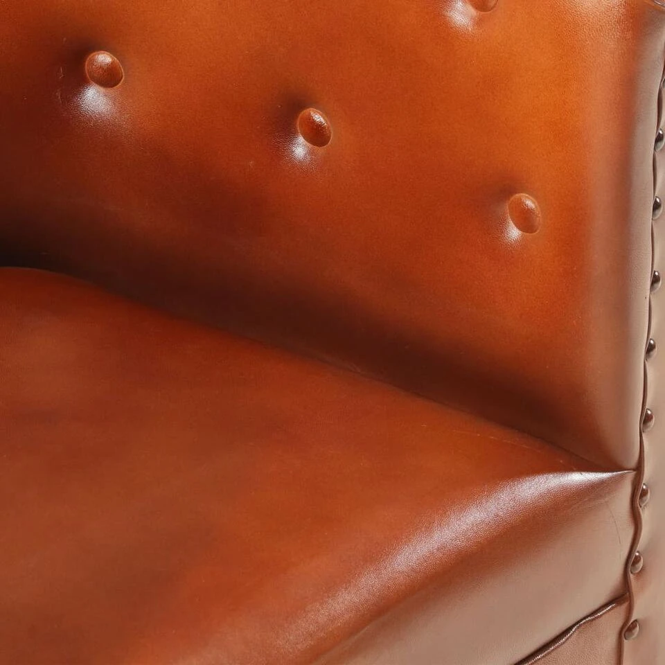 VidaXL Kuipstoel Echt Leer Bruin - Afbeelding 2