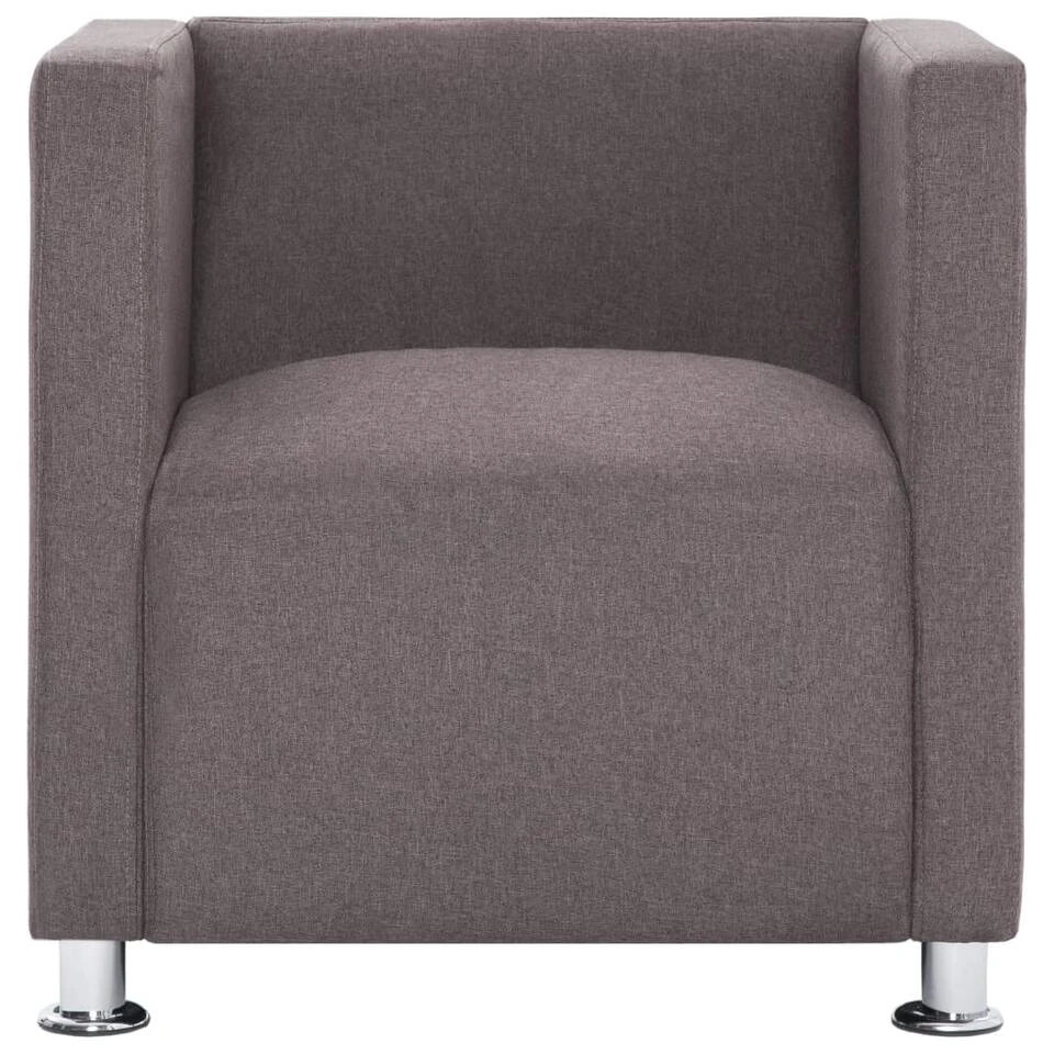VidaXL Fauteuil Kubus Stof Taupe - Afbeelding 3