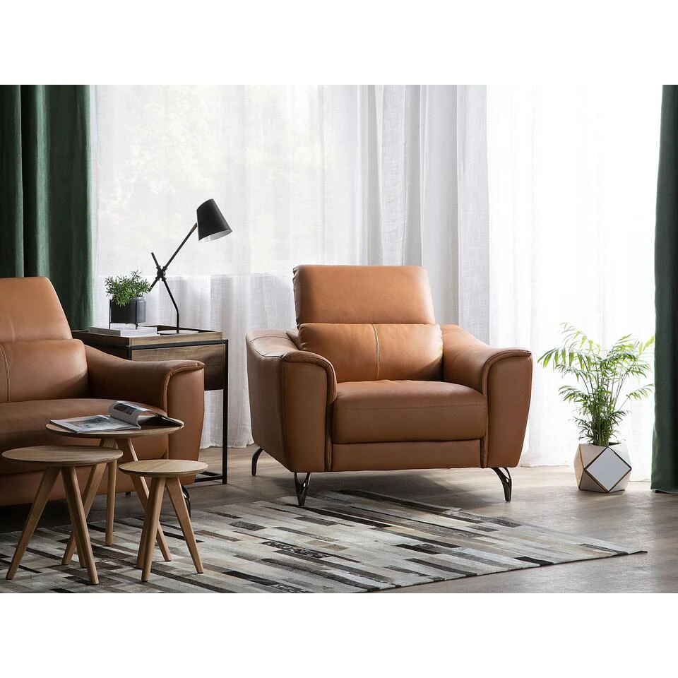 Beliani Fauteuil NARWIK - Bruin Kunstleer, Leer - Afbeelding 2
