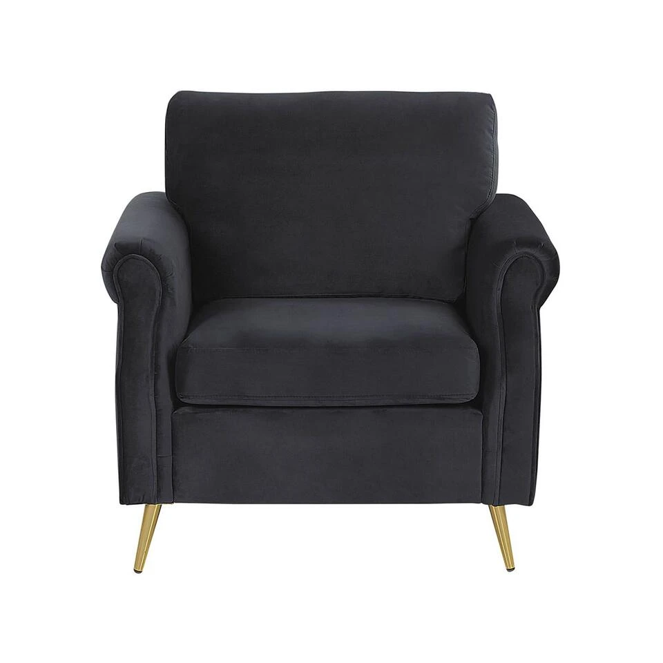 Beliani Fauteuil VIETAS - Zwart Fluweel - Afbeelding 3