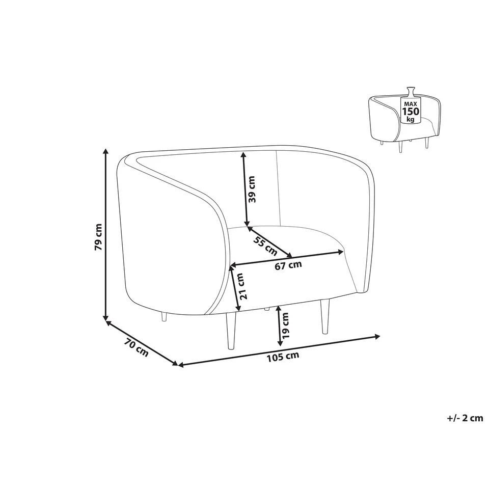 Beliani Fauteuil LOEN - Beige Polyester - Afbeelding 2