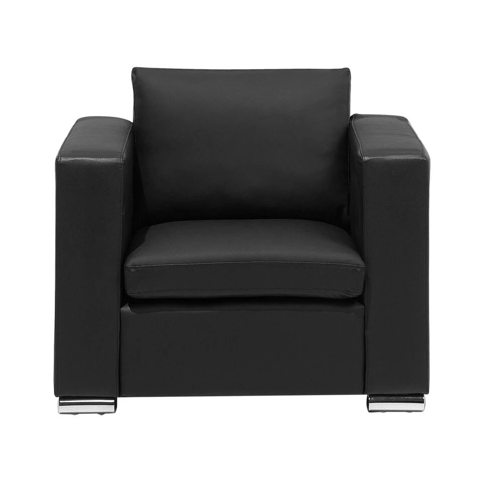 Beliani Fauteuil HELSINKI - Zwart Leer - Afbeelding 4