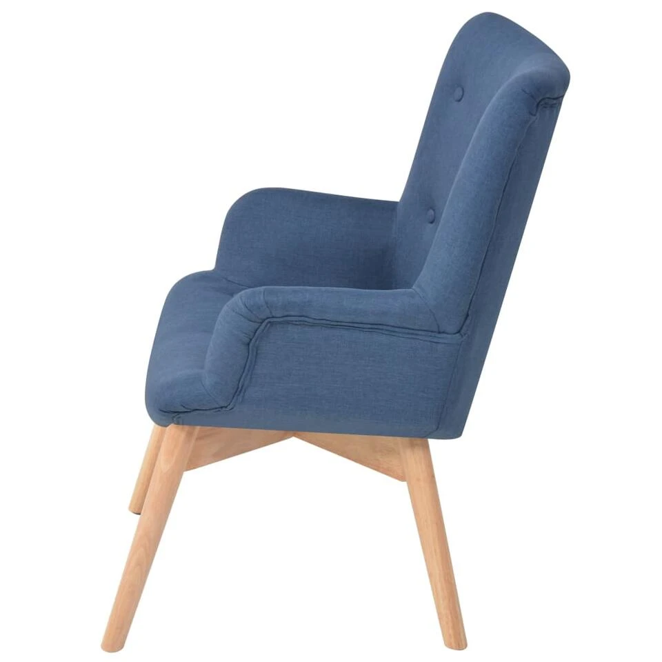 VidaXL Fauteuil Met Voetenbankje Stof Blauw - Afbeelding 3