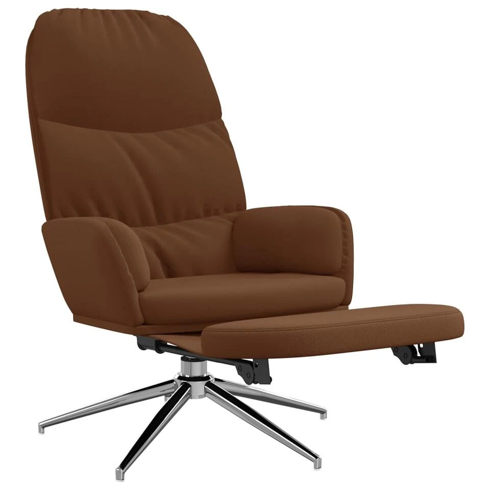 VidaXL Relaxstoel Met Voetensteun Kunstsuède Bruin - Afbeelding 3